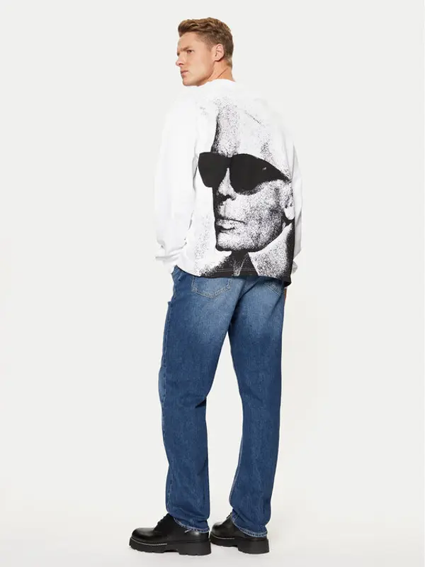 Karl Lagerfeld Jeans Karl Lagerfeld Jeans Majica dugih rukava A1M20070 Bijela Relaxed Fit