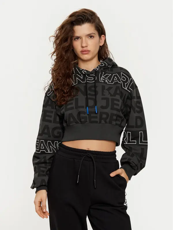Karl Lagerfeld Jeans Karl Lagerfeld Jeans Majica dugih rukava A1W20067 Crna Cropped Fit