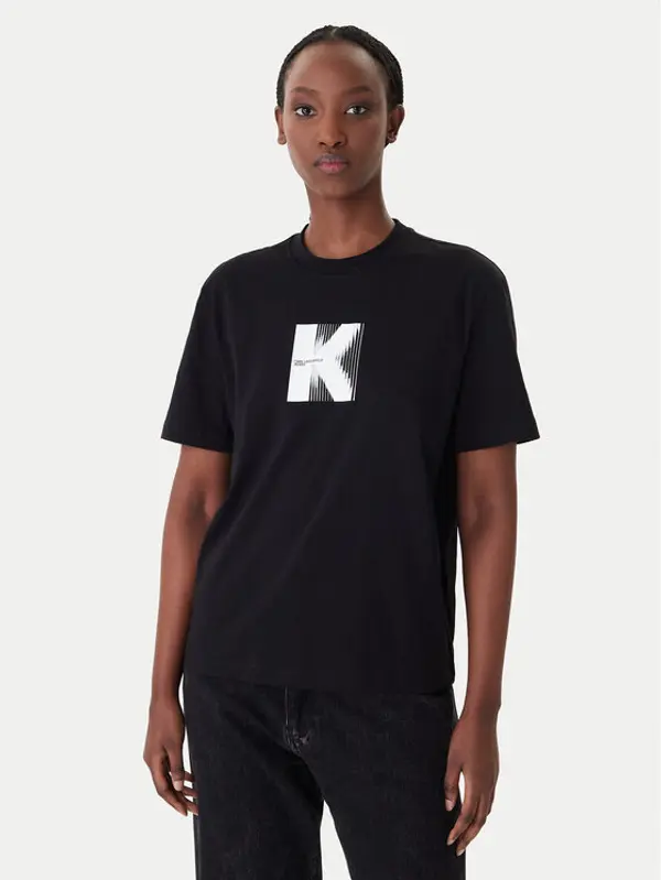Karl Lagerfeld Jeans Karl Lagerfeld Jeans T-shirt B1W17055 Crna Relaxed Fit