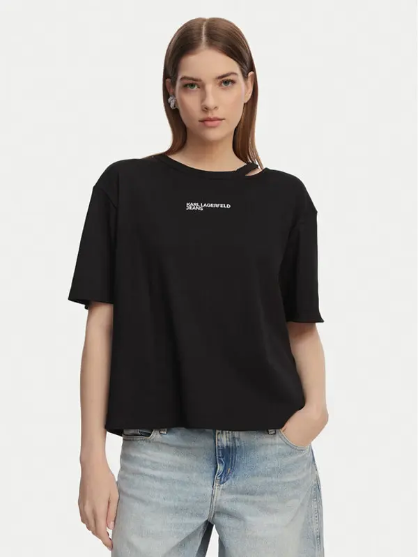 Karl Lagerfeld Jeans Karl Lagerfeld Jeans T-shirt B2W17077 Crna Regular Fit
