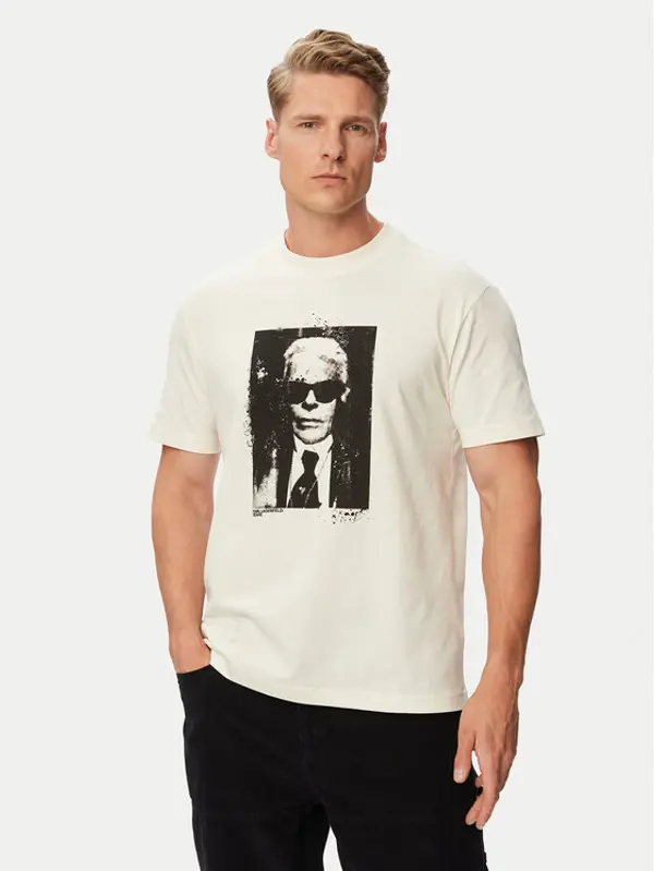 Karl Lagerfeld Jeans Karl Lagerfeld Jeans T-shirt B3M17006 Krem Regular Fit