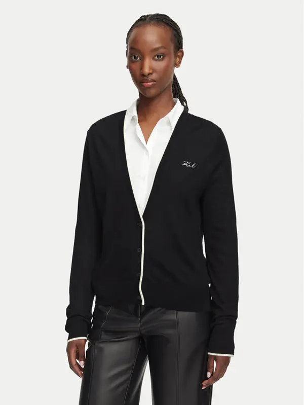 Karl Lagerfeld KARL LAGERFELD Kardigan B3W18038 Crna Regular Fit