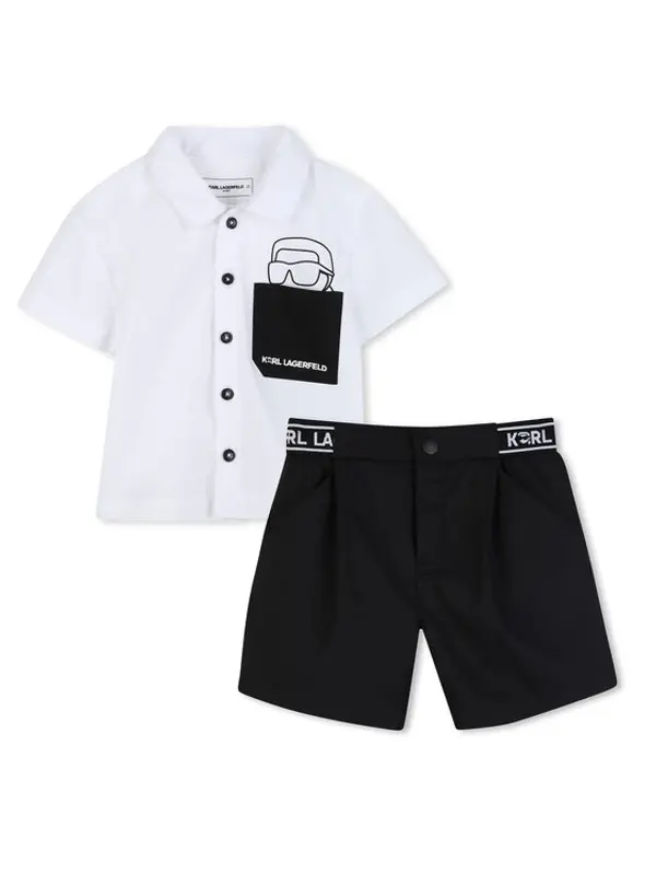 Karl Lagerfeld Kids Karl Lagerfeld Kids Set košulja i tekstilne kratke hlače Z31077 Crna Regular Fit