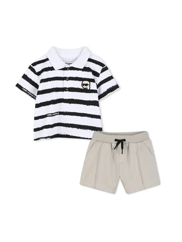 Karl Lagerfeld Kids Karl Lagerfeld Kids Set polo i hlače Z31068 S Bež Regular Fit