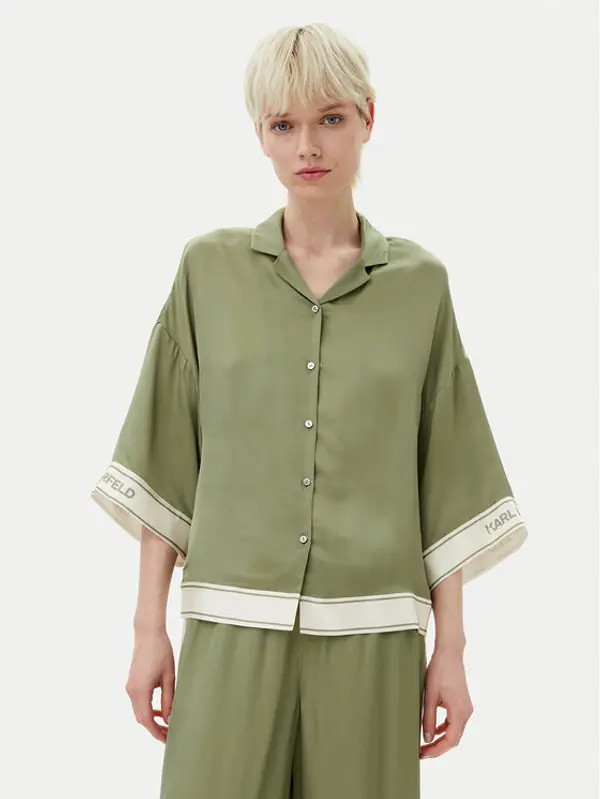 Karl Lagerfeld KARL LAGERFELD Košulja A2W11037 Zelena Relaxed Fit