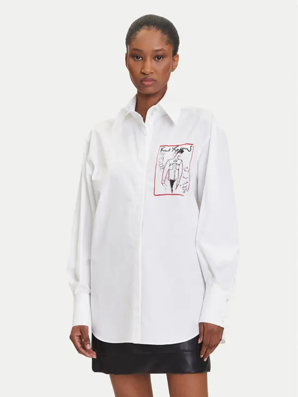 Karl Lagerfeld KARL LAGERFELD Košulja A3W11040 Bijela Relaxed Fit