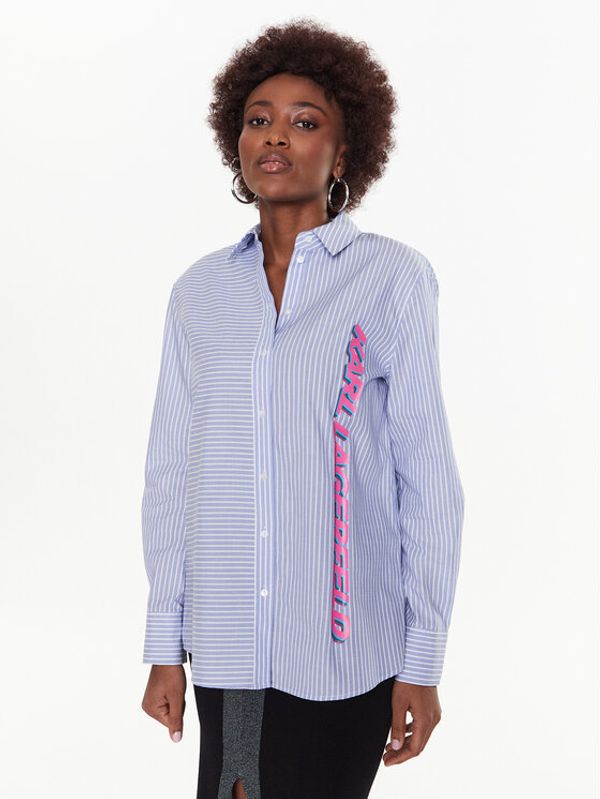 KARL LAGERFELD KARL LAGERFELD Košulja Logo Print 225W1607 Plava Regular Fit