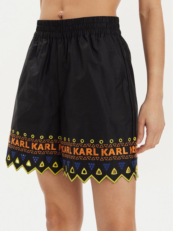 KARL LAGERFELD KARL LAGERFELD Kratke hlače 241W1003 Crna Regular Fit