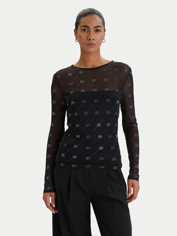 Karl Lagerfeld KARL LAGERFELD Majica B1W17024 Crna Slim Fit
