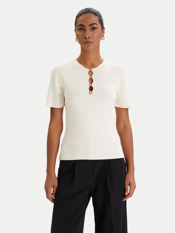 Karl Lagerfeld KARL LAGERFELD Majica B1W18014 Écru Slim Fit