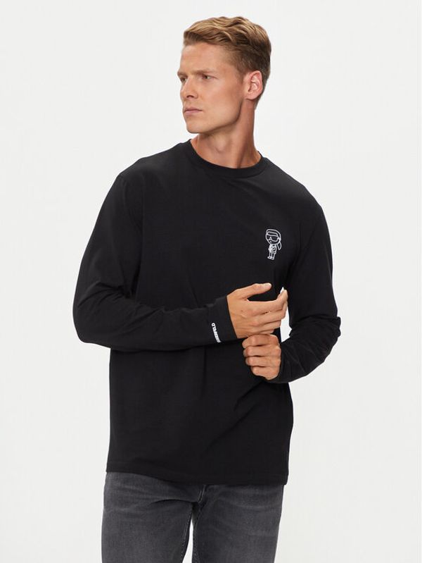 KARL LAGERFELD KARL LAGERFELD Majica dugih rukava 755405 543221 Crna Slim Fit