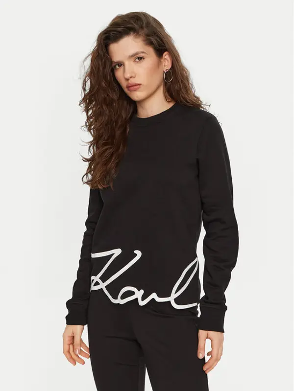 Karl Lagerfeld KARL LAGERFELD Majica dugih rukava A1W20010 Crna Regular Fit