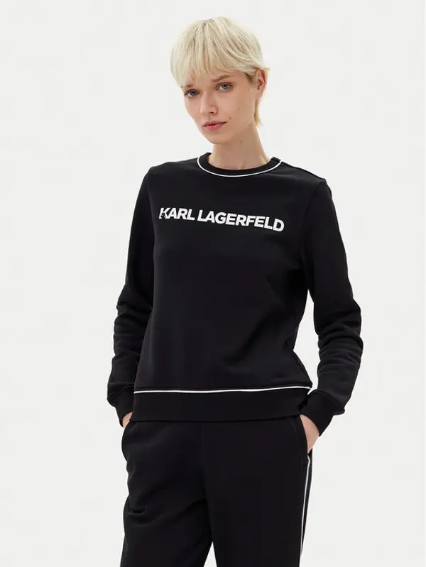 Karl Lagerfeld KARL LAGERFELD Majica dugih rukava A2W20066 Crna Regular Fit