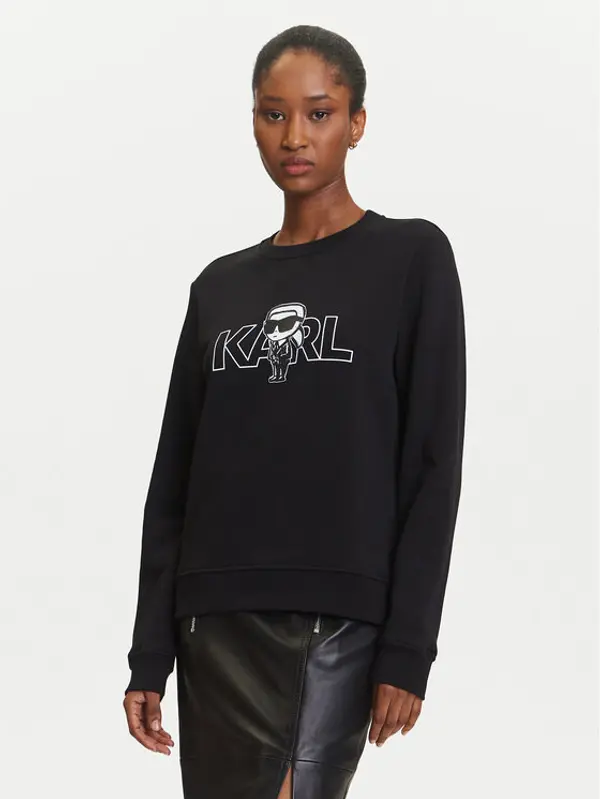 Karl Lagerfeld KARL LAGERFELD Majica dugih rukava A3W20056 Crna Regular Fit
