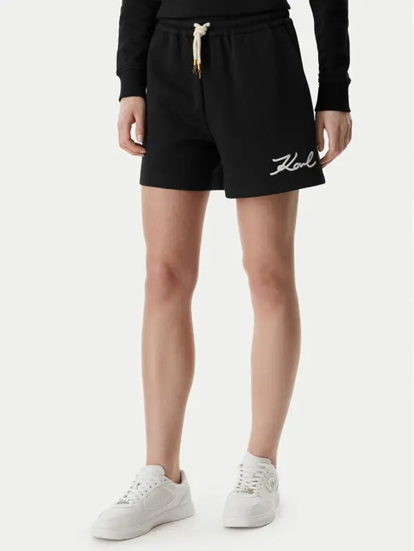 Karl Lagerfeld KARL LAGERFELD Sportske kratke hlače B2W10124 Crna Regular Fit