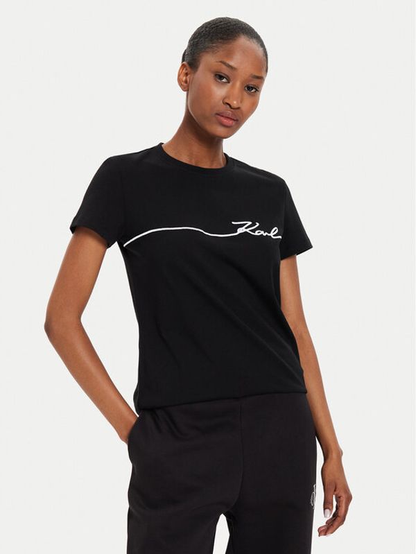 KARL LAGERFELD KARL LAGERFELD T-shirt 245W1706 Crna Regular Fit