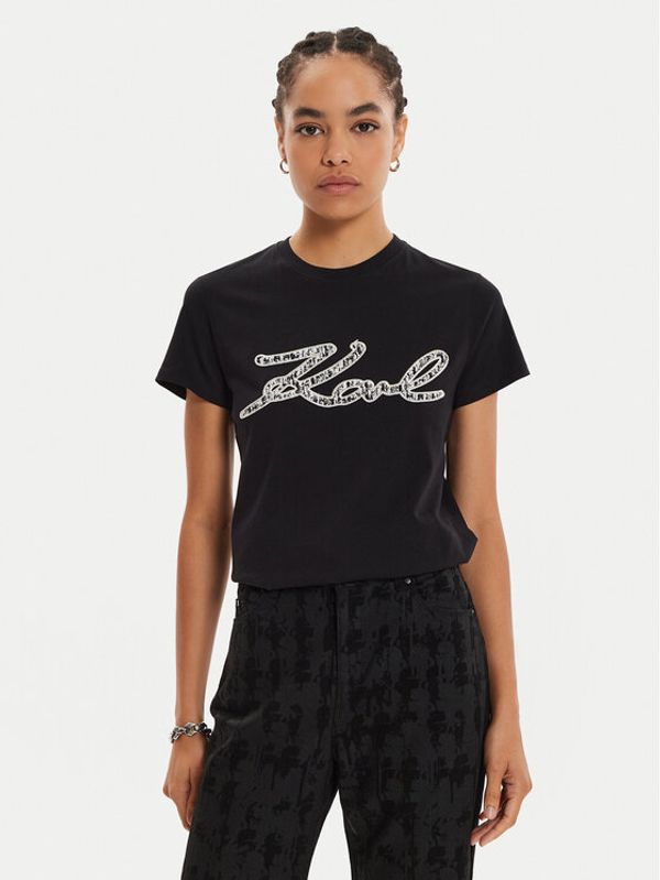 KARL LAGERFELD KARL LAGERFELD T-shirt 246W1715 Crna Regular Fit