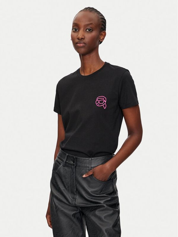 KARL LAGERFELD KARL LAGERFELD T-shirt 246W1718 Crna Regular Fit