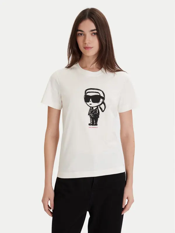 Karl Lagerfeld KARL LAGERFELD T-shirt A1W17126 Écru Regular Fit