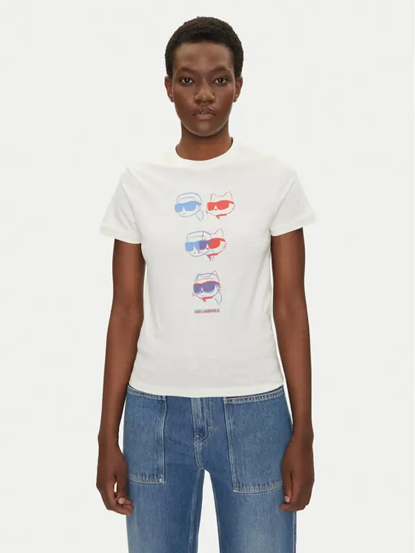 Karl Lagerfeld KARL LAGERFELD T-shirt A2W17112 Écru Regular Fit