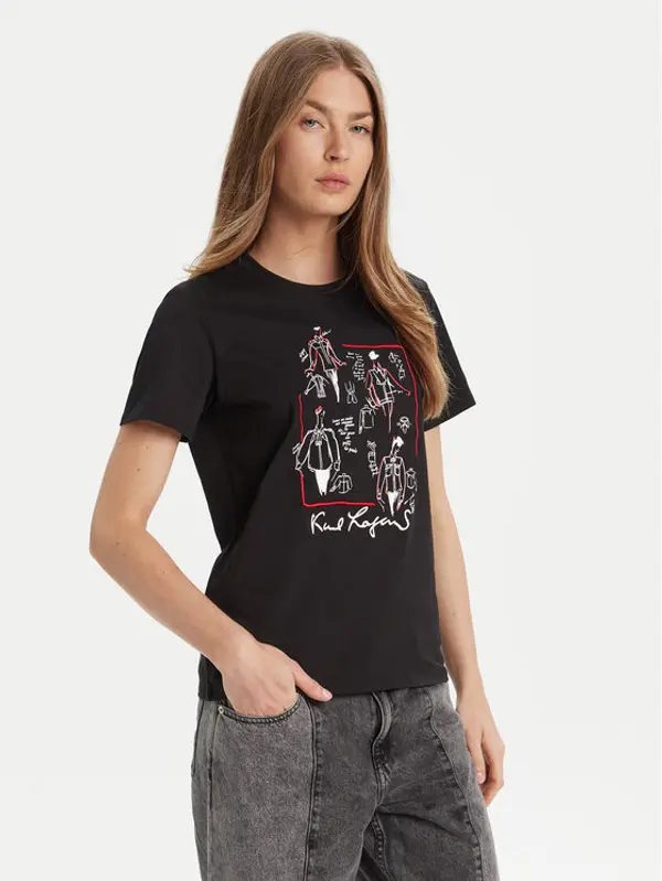 Karl Lagerfeld KARL LAGERFELD T-shirt A3W17099 Crna Regular Fit