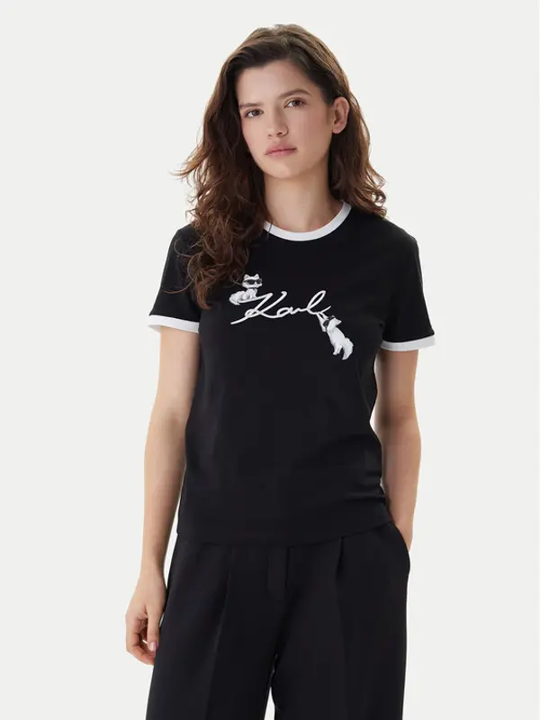 Karl Lagerfeld KARL LAGERFELD T-shirt B1W17040 Crna Slim Fit