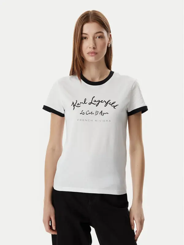 Karl Lagerfeld KARL LAGERFELD T-shirt B2W17021 Bijela Slim Fit