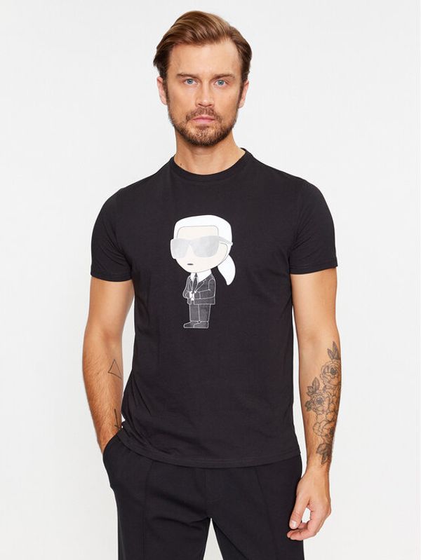 KARL LAGERFELD KARL LAGERFELD T-shirt Crewneck 755071 500251 Crna Regular Fit
