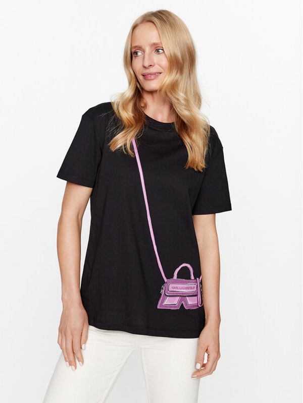 KARL LAGERFELD KARL LAGERFELD T-shirt Cross Bag 236W1731 Crna Regular Fit