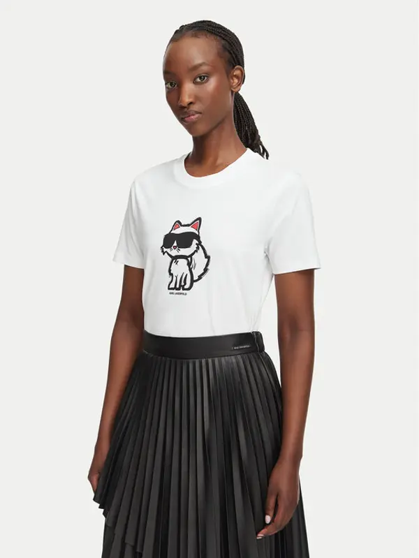 Karl Lagerfeld KARL LAGERFELD T-shirt Ikon Sketch Choupette A1W17128 Bijela Regular Fit