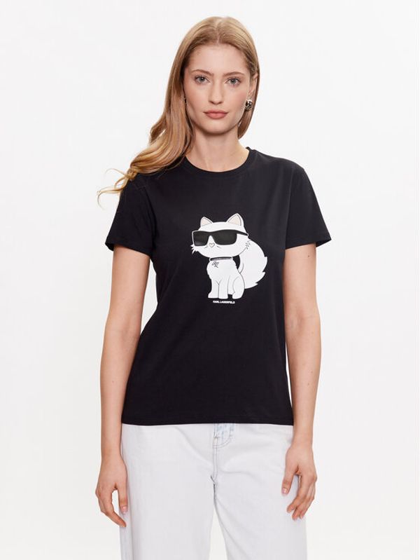 KARL LAGERFELD KARL LAGERFELD T-shirt Ikonik 2.0 Choupette 230W1703 Crna Regular Fit