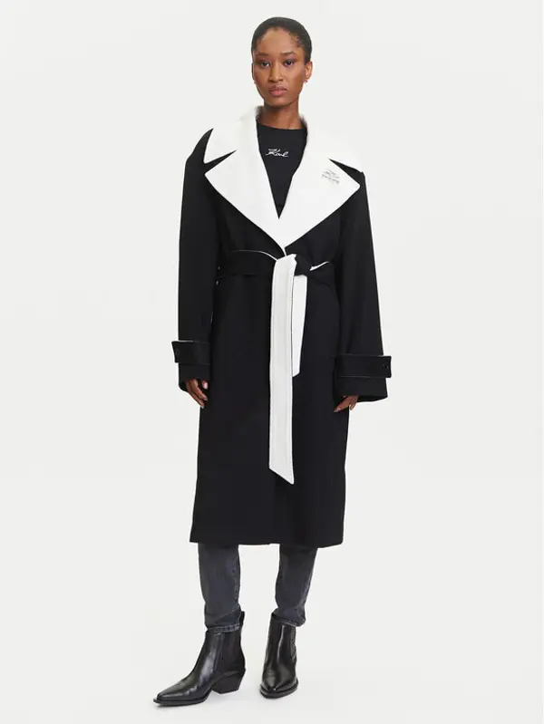 Karl Lagerfeld KARL LAGERFELD Vuneni kaput A3W15010 Crna Regular Fit