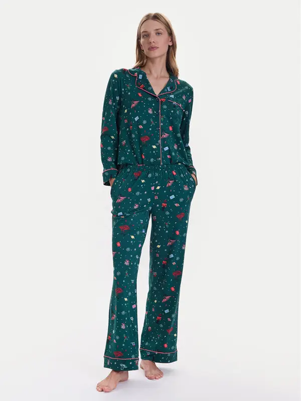 Kate Spade Kate Spade Pidžama KSI82765F Zelena Relaxed Fit