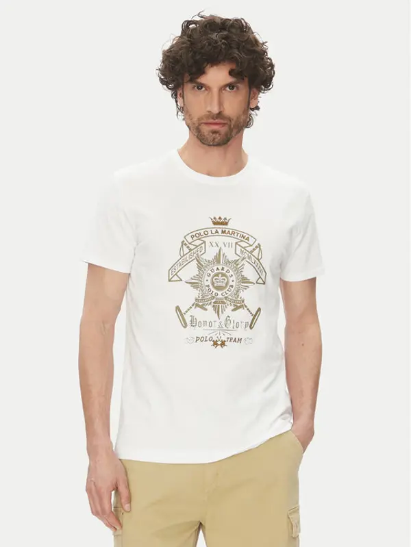 LA MARTINA La Martina T-shirt Aloysius MARG30 JS206 Bijela Regular Fit
