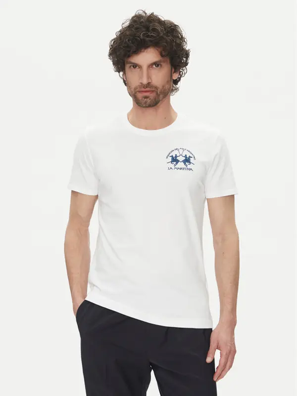 LA MARTINA La Martina T-shirt Vernie MAR009 JS206 Bijela Regular Fit