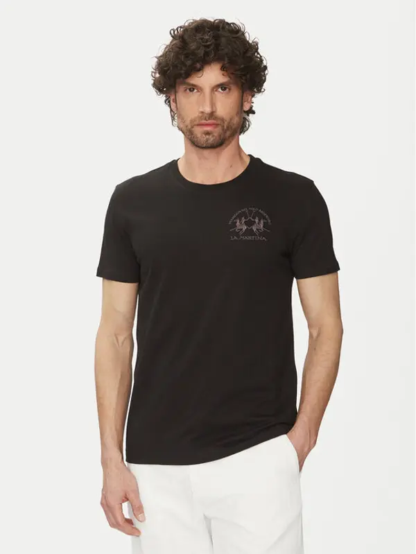 LA MARTINA La Martina T-shirt Vernie MAR009 JS206 Crna Regular Fit