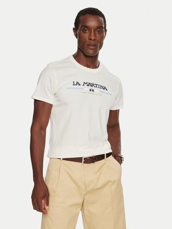 La Martina La Martina T-shirt ZMR009 JS206 Bijela Regular Fit