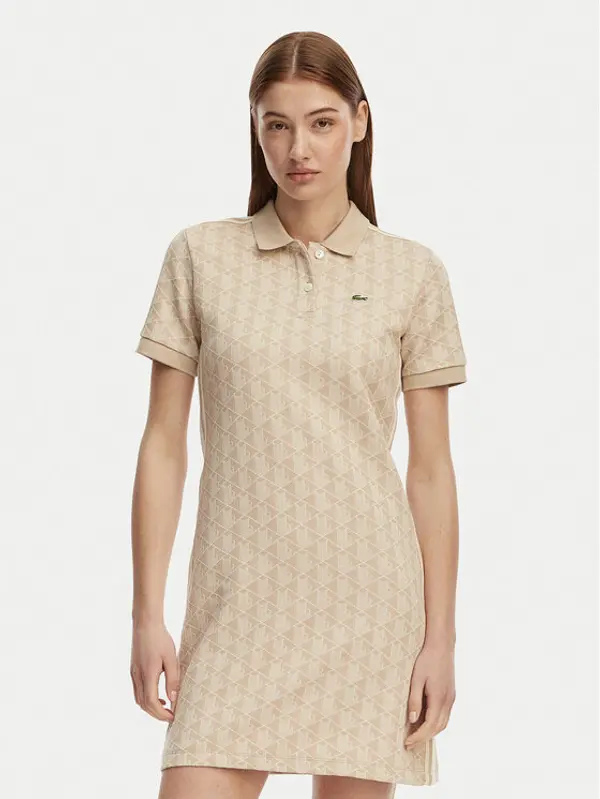 Lacoste Lacoste Haljina za svaki dan EF2655 Svijetlo bež Slim Fit