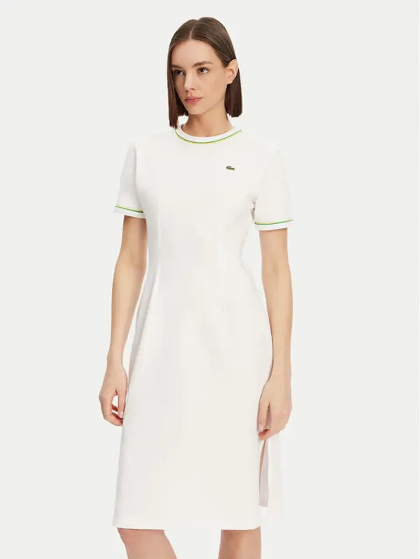 Lacoste Lacoste Haljina za svaki dan EF9988 Bijela Slim Fit