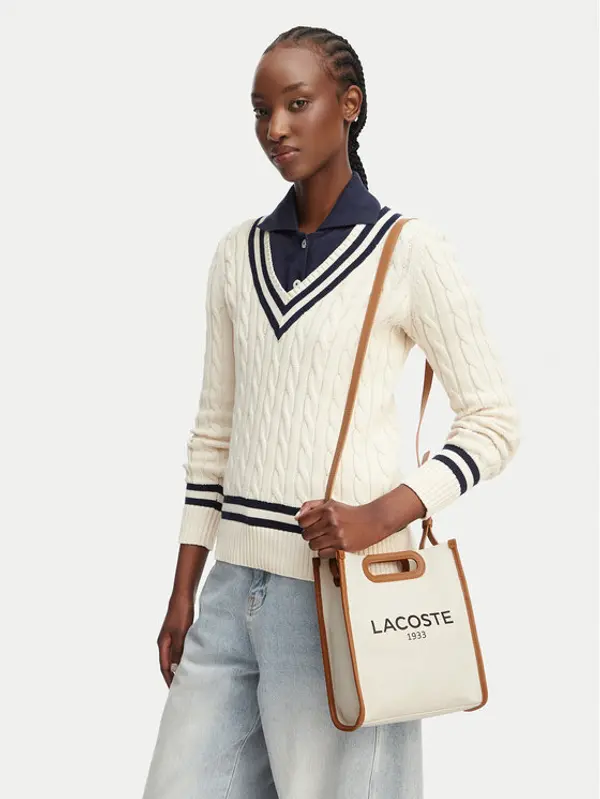 Lacoste Lacoste Torbica Small Heritage Canvas Tote NF5232TD Svijetlo bež