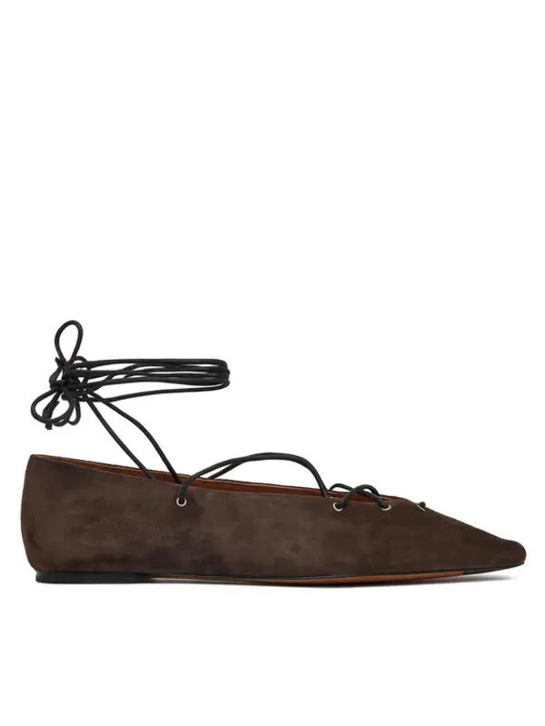 Lauren Ralph Lauren LAUREN RALPH LAUREN Balerinke Suede Lace-Up Pointed Ballet Flat 818P15775001 Smeđa