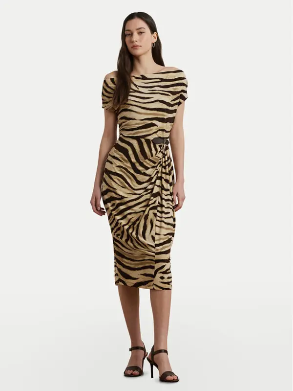 Lauren Ralph Lauren LAUREN RALPH LAUREN Koktel haljina 200973604001 Bež Slim Fit