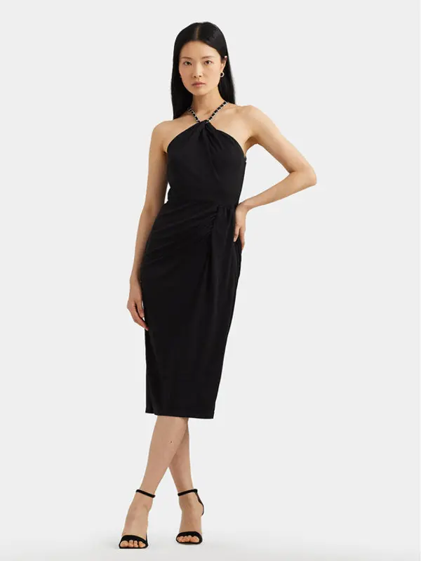 Lauren Ralph Lauren Lauren Ralph Lauren Koktel haljina 250933432001 Crna Slim Fit