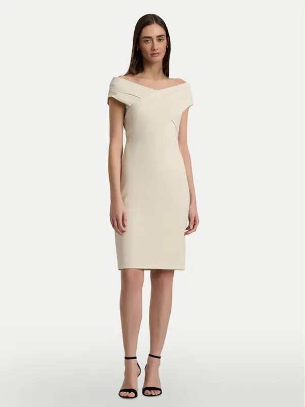 Lauren Ralph Lauren Lauren Ralph Lauren Koktel haljina 253936390002 Écru Slim Fit