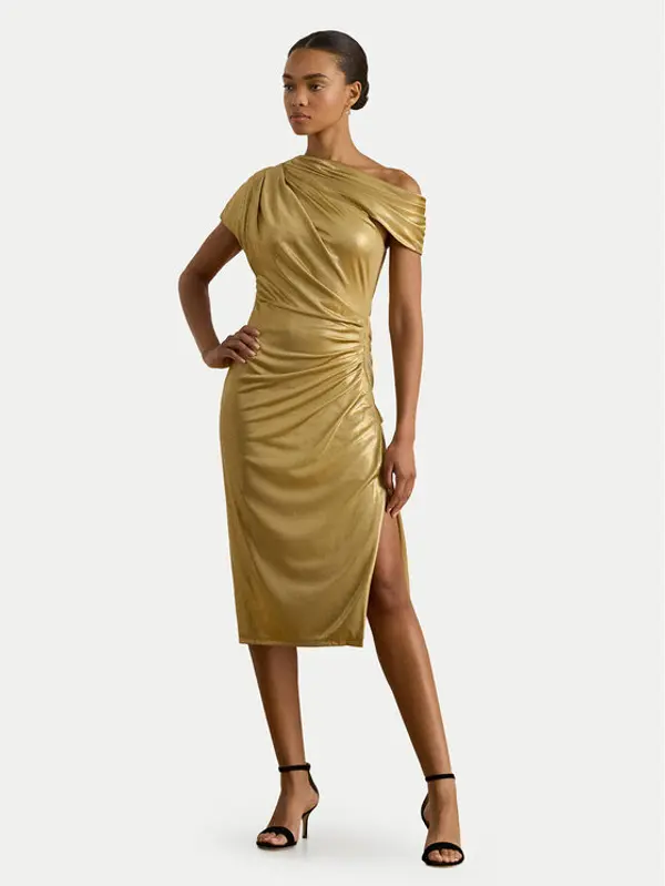 Lauren Ralph Lauren LAUREN RALPH LAUREN Koktel haljina 253P03414002 Zlatna Slim Fit