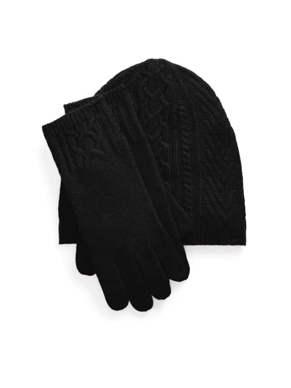 Lauren Ralph Lauren LAUREN RALPH LAUREN Set kapa, šal i rukavice 454960056002 Crna