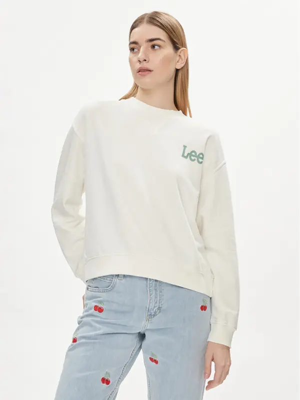 Lee Lee Majica dugih rukava Essential 112350242 Écru Relaxed Fit