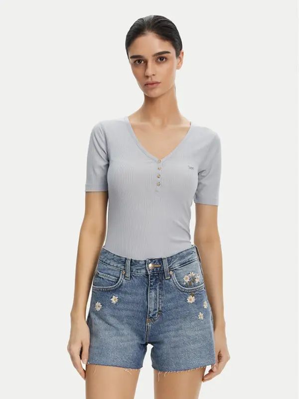 Lee Lee T-shirt Henley 112363830 Svijetloplava Slim Fit
