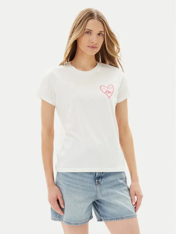 Lee Lee T-shirt Small Logo 112363635 Bijela Regular Fit