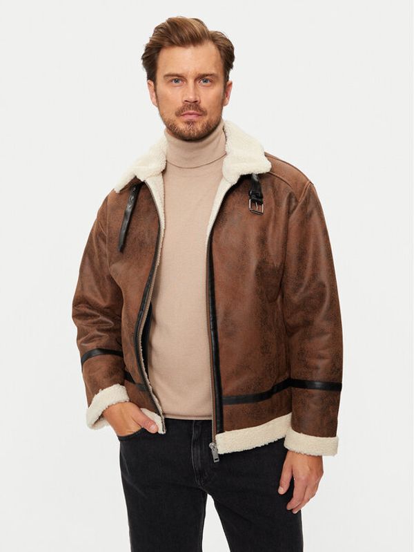 Lindbergh Lindbergh Jakna od imitacije kože 30-301124 Smeđa Regular Fit